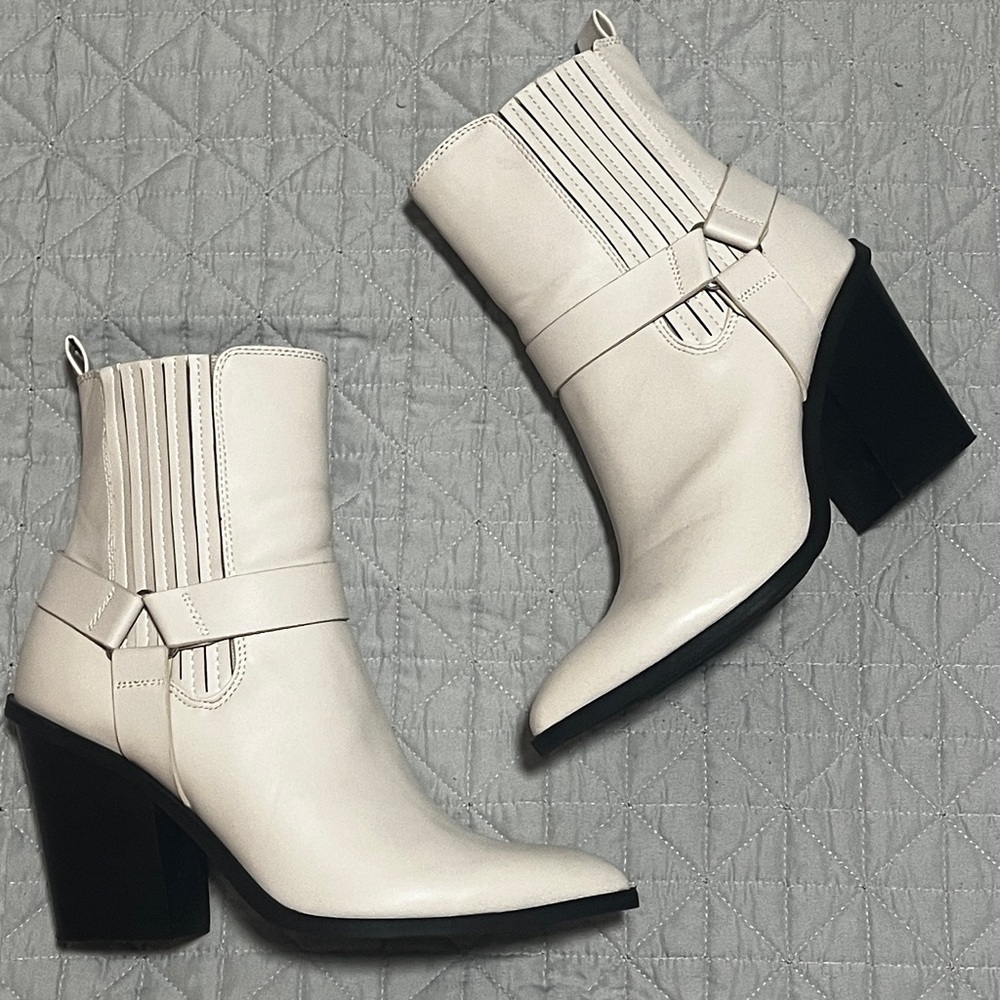 DV by Dolce Vita white western heeled booties